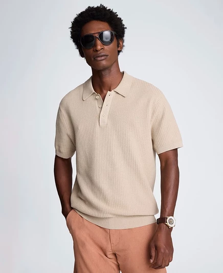 Мужской приталенный свитер поло Kenneth Cole коричнево-бежевого цвета