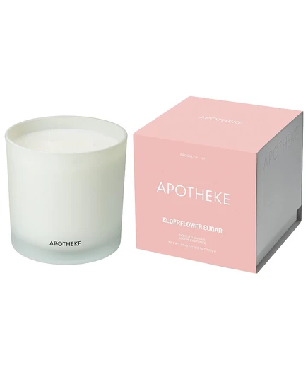 Ароматизированная свеча APOTHEKE Elderflower Sugar с 3 фитилями, 26 унций. белый