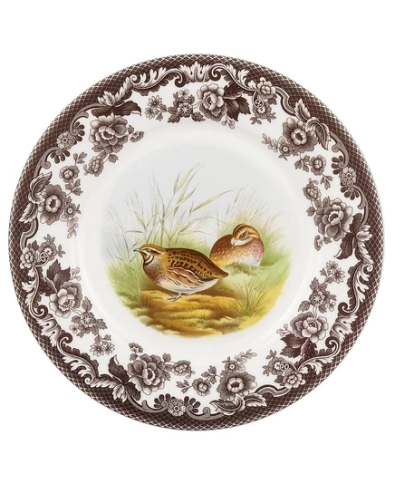 Тарелка обеденная Spode Woodland Quail 23 см, коричневая