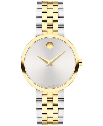 Классические швейцарские кварцевые PVD-часы Movado Women's Museum из нержавеющей стали светло-желтого цвета, 29,5 мм