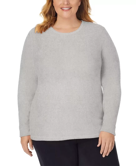  Флисовый топ с круглым вырезом и длинными рукавами большого размера grey heather