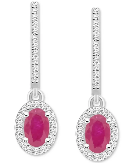 Женские серьги-подвески Macy's из серебра, рубиновые