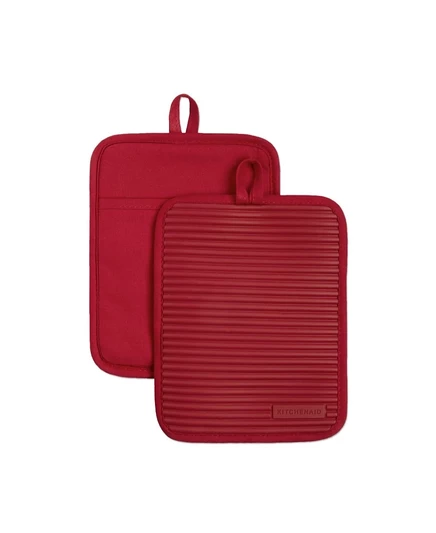 Рельефные силиконовые прихватки KitchenAid, 2 шт., красные
