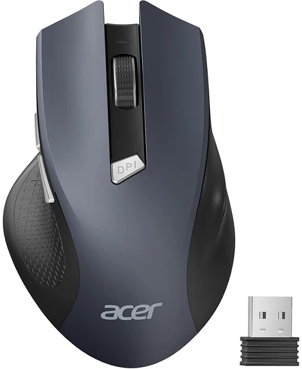 Беспроводная мышь Acer для ноутбука, Компьютерная мышь с частотой 2,4 ГГц, 3 регулируемыми точками на дюйм, 6 кнопками, USB-приемником (1600 точек на дюйм, совместима с ПК, ноутбуком, настольным компьютером), черная