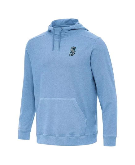 Мужская голубая толстовка-пуловер Heather Powder Blue Seattle Mariners Cloud от Antigua heather powder blue