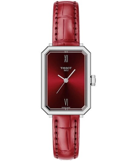 Женские часы Tissot SRV кварцевые, 21,8 мм, красный ремешок