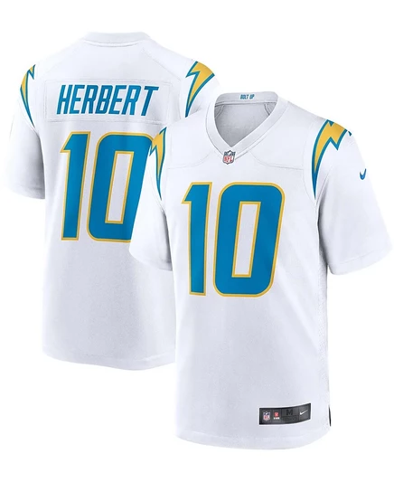 Мужская футболка Nike Justin Herbert Los Angeles Chargers с альтернативной игрой white