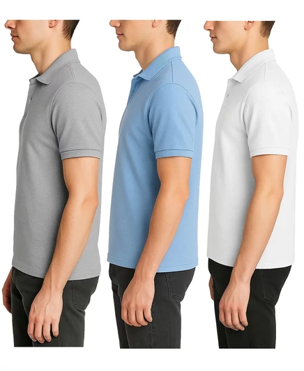 Мужская рубашка-поло Polo Avenue с коротким рукавом из 3-х комплектов от Galaxy By Harvic heather gray, light blue, white