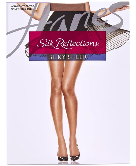 Шелковистые прозрачные колготки с усиленным носком Hanes Silk Reflections jet