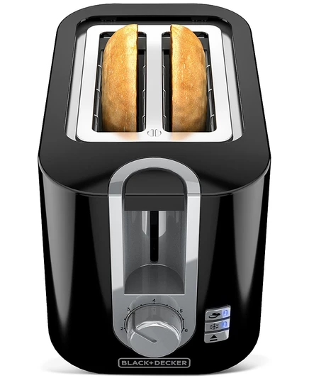 Тостер Black & Decker 2-слотовый с высоким подъемом, черный