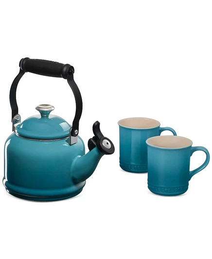Чайник Le Creuset Demi эмалированный с двумя кружками, синий