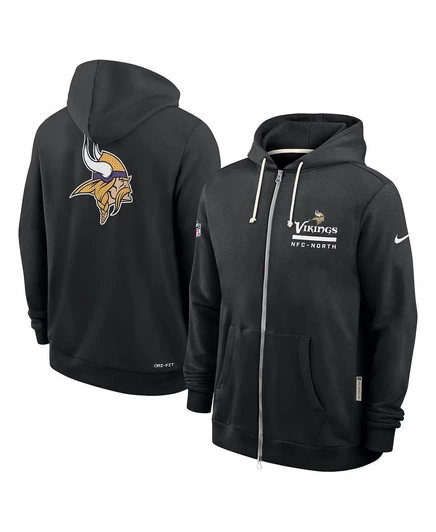 Мужское худи Nike Sideline на молнии с логотипом Minnesota Vikings, черное