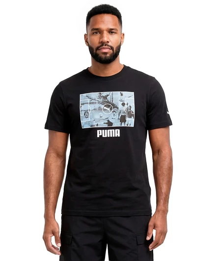 Мужская футбольная футболка Puma Photo Real с коротким рукавом черного цвета