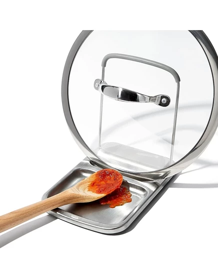 Подставка Oxo для ложек с держателем крышки, стальная