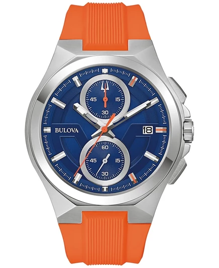 Мужские часы Bulova Maquina 46 мм, оранжевый ремешок