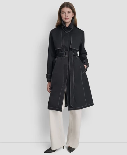 Женский дождевик с воротником-стойкой DKNY черный