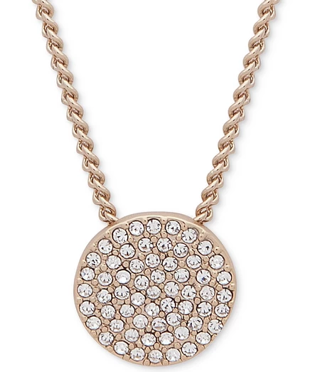 Колье DKNY Pavé Disc 19″ с кристаллами, золотистое