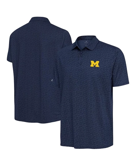 Мужское поло antigua blooming с логотипом michigan wolverines, синее