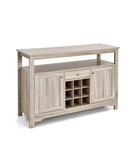 Винный шкаф SUGIFT 46" из МДФ, Открытая полка, Регулируемые полки, Выдвижной ящик, Буфетный шкаф с защитой от опрокидывания