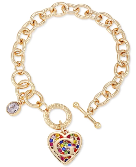 Браслет Guess Heart Link золотистый