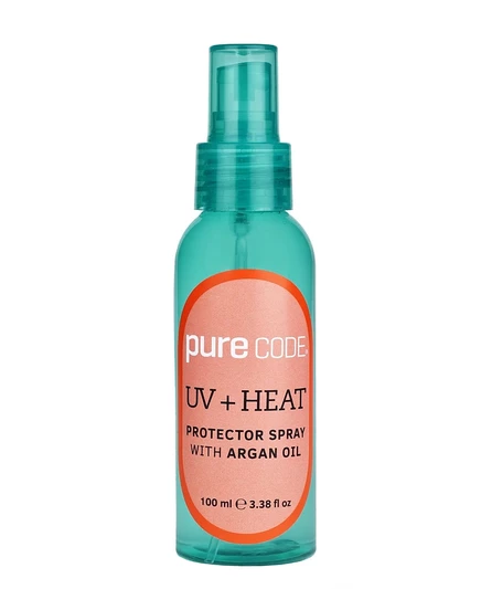 Защитный спрей PURECODE UV + Heat Protector с аргановым маслом, 3,38 унции. понятно