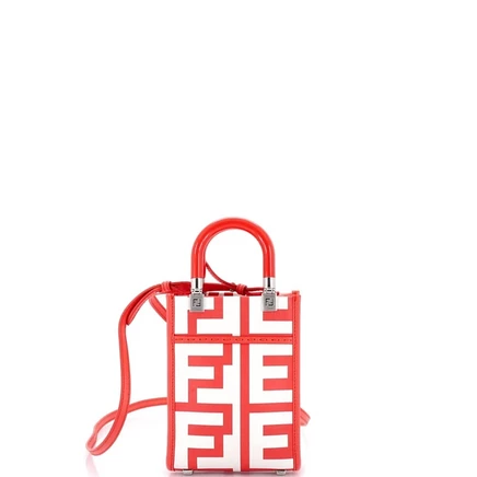 Женская сумка Pre-Owned Fendi Sunshine Shopper mini, красная