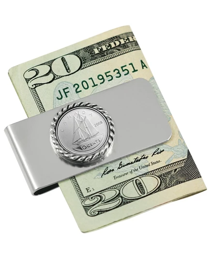 Зажим American Coin Treasures Canada Ship, серебристый