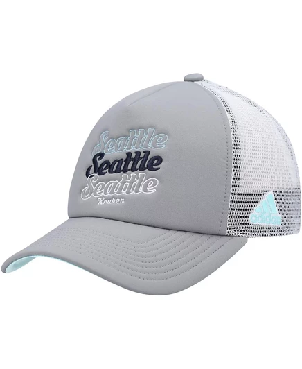 Женская серо-белая кепка дальнобойщика Seattle Kraken Foam Snapback gray, white