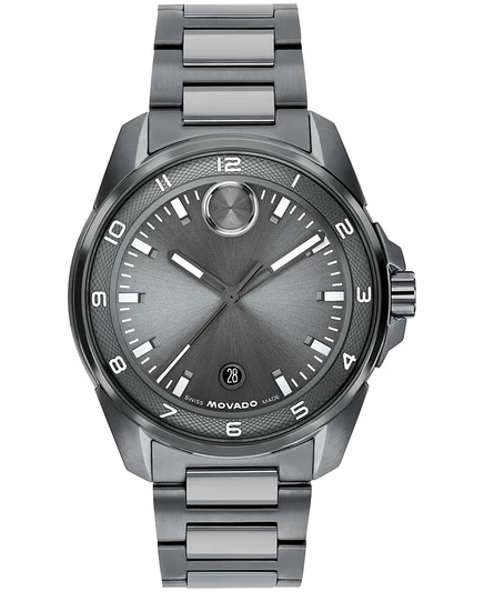 Мужские швейцарские кварцевые часы Movado Bold Verso из серой стали с ионным покрытием, 42 мм