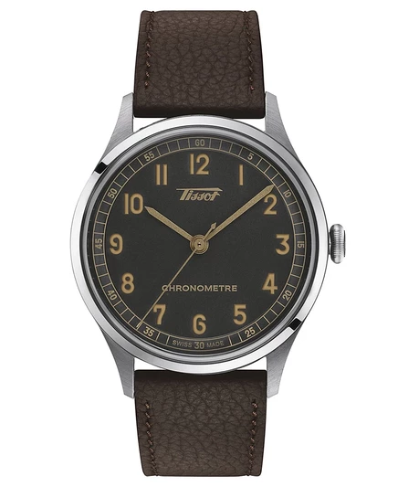 Унисекс часы Tissot Heritage 1938 автомат 39 мм, коричневый ремень