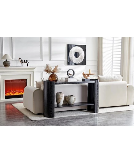 Изогнутый столик в прихожей Streamdale Furniture - минималистичный приставной столик для дивана у входа, черный