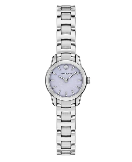Женские кварцевые часы Tory Burch The Miller Round Mini с двумя стрелками из нержавеющей стали, 22 мм, серебристые