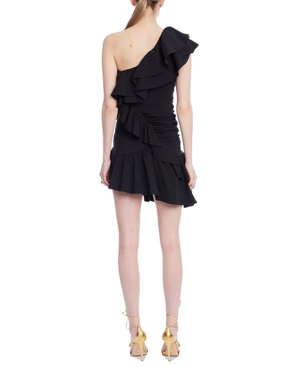 Женское платье Jewel Badgley Mischka с рюшами, черное