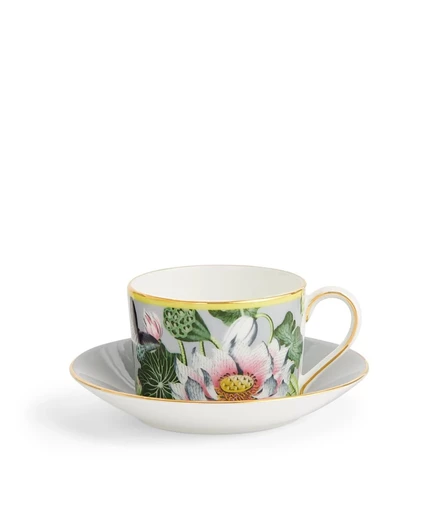 Чайная пара Wedgwood Waterlily из костяного фарфора, разноцветная