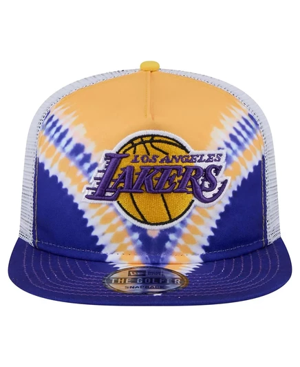 Мужская кепка-снэпбэк для гольфа New Era, фиолетовая с золотом, Los Angeles Lakers Throwback Dye purple, gold