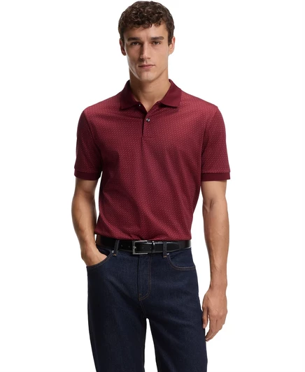 Мужская рубашка-поло Hugo Boss из мерсеризованного хлопка с монограммой dark red