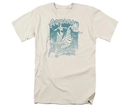 Dc Aquaman Мужская футболка DC Comics Aquaman Catch A Wave для взрослых с коротким рукавом white