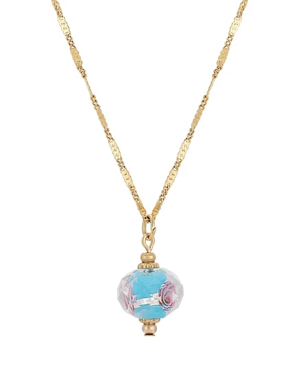 Женское ожерелье 2028 Flower Bead, голубое