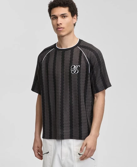 Модная мужская футболка в непринужденную полоску, вязаная крючком, Macy's Exclusive black
