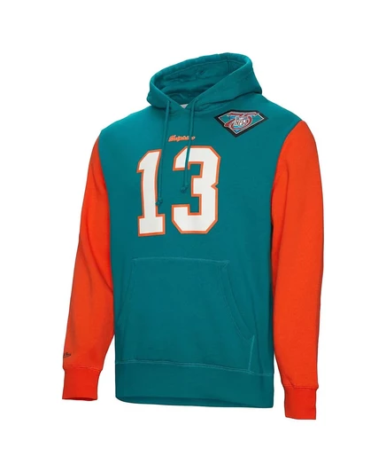 Мужская толстовка-пуловер Mitchell & Ness Dan Marino Aqua Miami Dolphins с именем и номером  aqua
