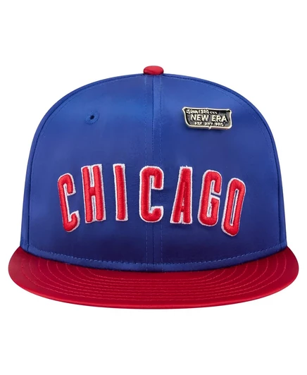 Мужская приталенная шляпа New Era из королевского/красного атласа Chicago Cubs Satin 59FIFTY royal, red