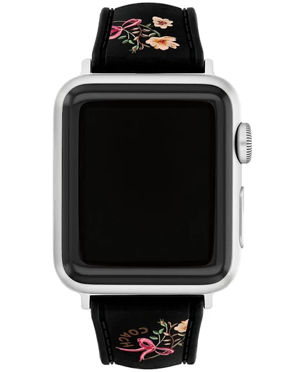 Женский черный силиконовый ремешок COACH с цветочным принтом для Apple Watch 38мм, 40мм, 41мм black
