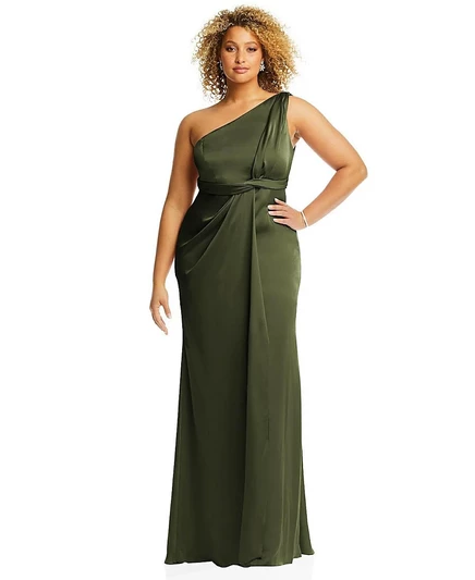 Женское платье-труба dessy collection на одно плечо, зеленое