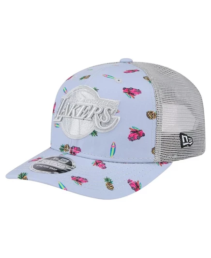 Мужская светло-голубая/серая кепка New Era Los Angeles Lakers Adventure с рисунком Aloha 9SEVENTY на эластичной застежке