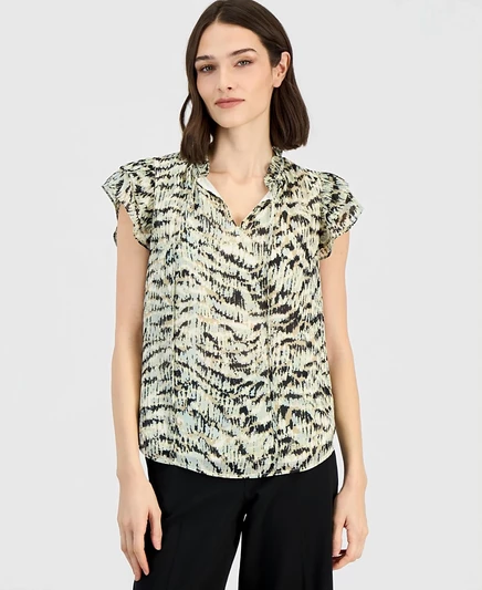 Женская блуза Anne Klein с рюшами и завязкой, зеленая