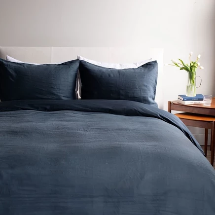 Комплект постельный Bokser Home из льна и хлопка, синий