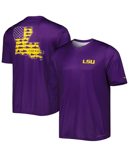 Мужская фиолетовая футболка LSU Tigers Terminal Tackle Omni-Shade от Men's Purple purple