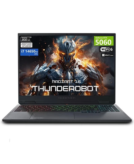 THUNDEROBOT Radiant 16 16-дюймовый традиционный ноутбук Intel Core i7, 32 ГБ оперативной памяти, NVIDIA GeForce RTX 5060, 1 ТБ SSD-накопитель, Windows 11 Home, 300 Гц - черный