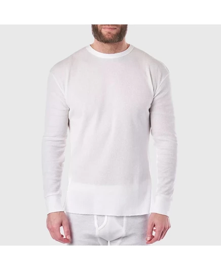 Alpine Swiss Men's Thermal Long Sleeve Top Waffle Knit Shirt Base Layer Underwear white
