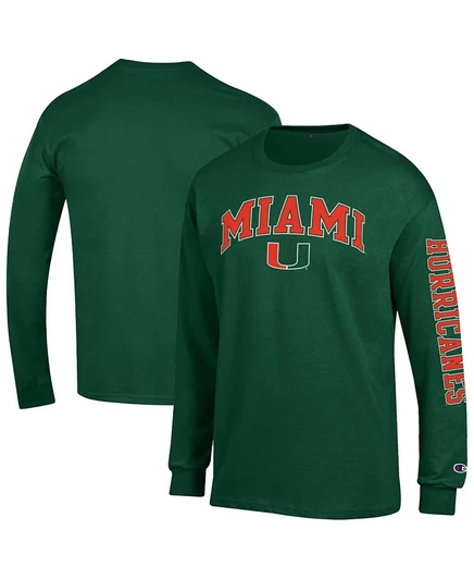 Мужской лонгслив Champion Miami Hurricanes, зеленый